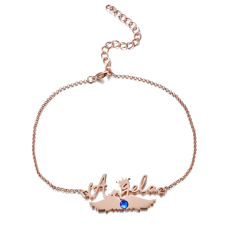 Personalized Name on the Wings Bracelet Sterling Silver