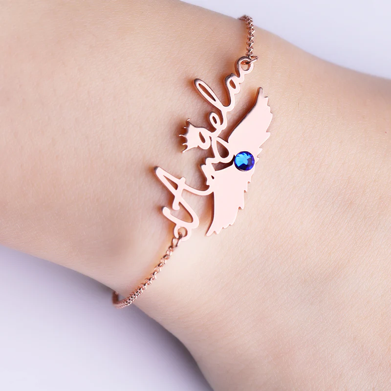 Personalized Name on the Wings Bracelet Sterling Silver - Image 5