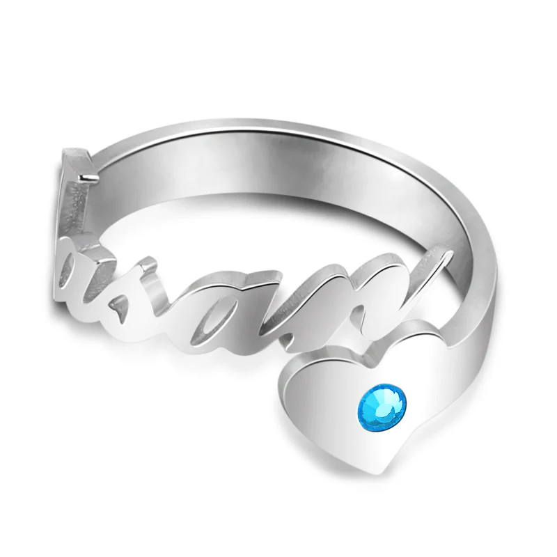 Gnoce "You Are My Destiny" 925 Sterling Silver Personalized name Ring with Birthstone - Image 3