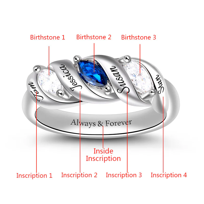 Cutomized Ring Spiral Marquise Row Ring S925 Silver - Image 3