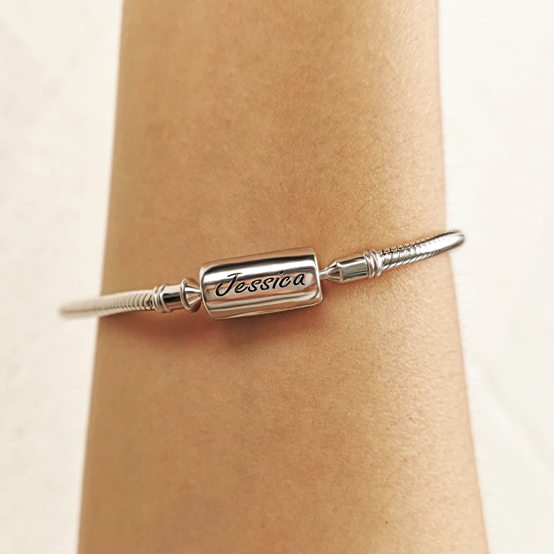 Basic Engravable Name Bracelet 925 Sterling Silver - Image 5