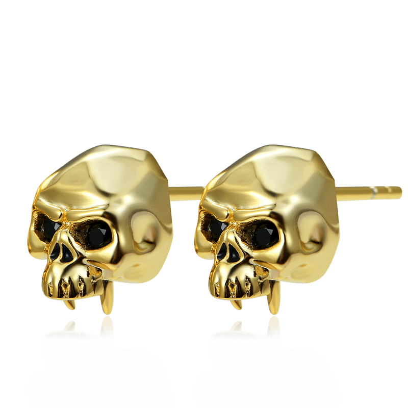 Gnoce Golden Skull Studs Platinum-plated Silver Blend - Image 2
