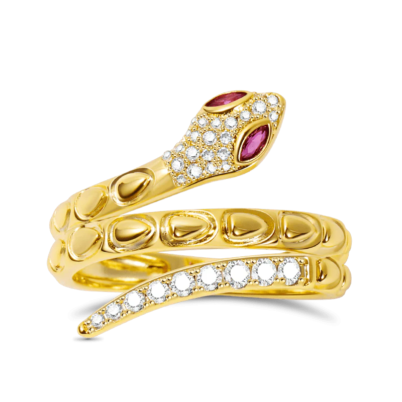 Gnoce Golden Snake Ring Platinum-plated Silver Blend
