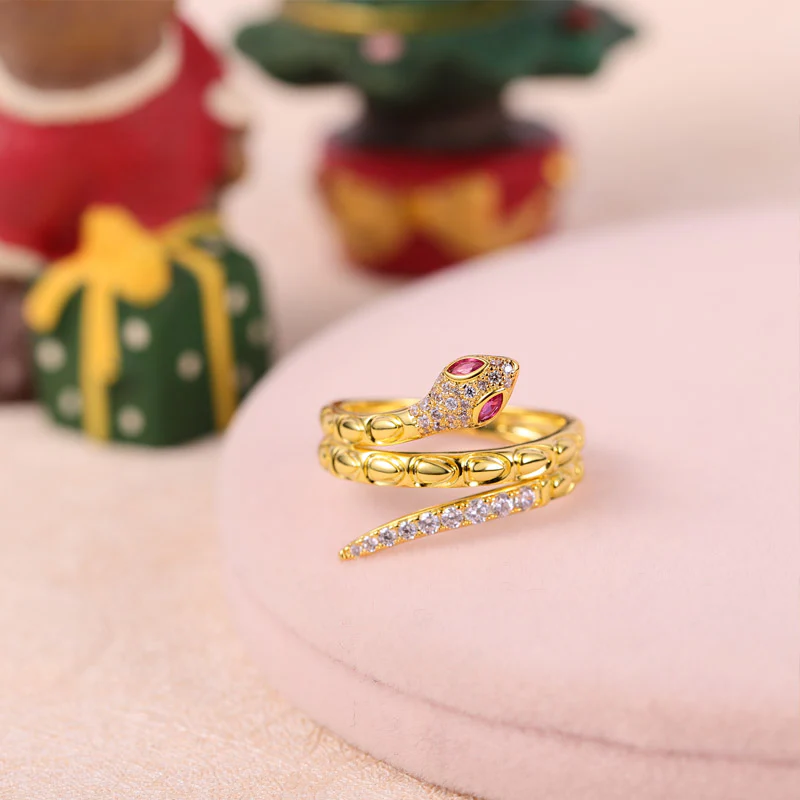 Gnoce Golden Snake Ring Platinum-plated Silver Blend - Image 2