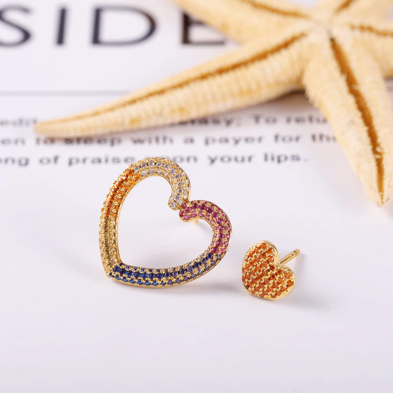 Gnoce Heart Crystal Stud Earrings Platinum-plated Silver Blend - Image 2