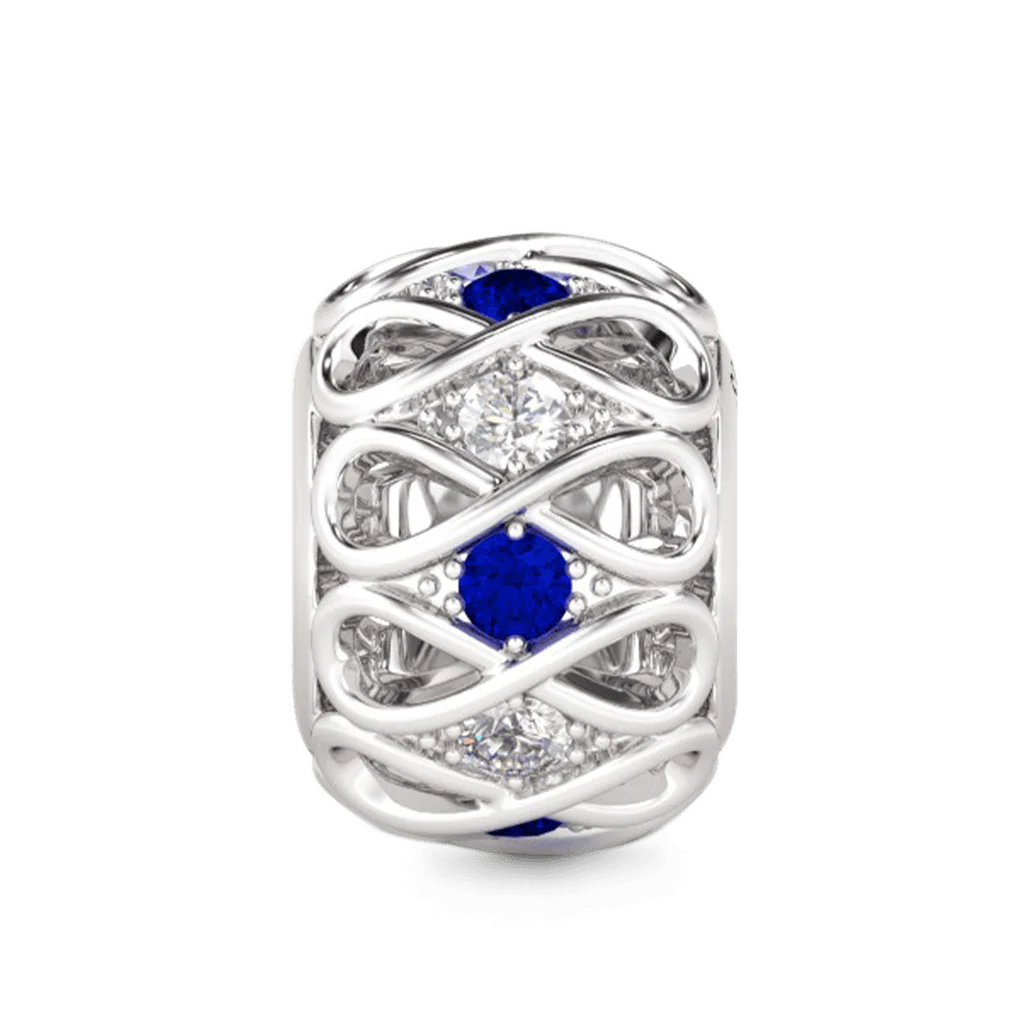Gnoce Infinity Hope Blue White Hollow Charm Platinum-plated Silver Blend