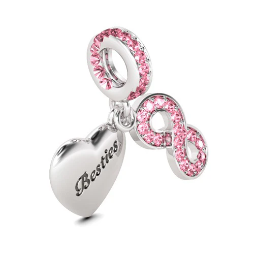 Gnoce Pink Crystal Infinity Charm Platinum-plated Silver Blend - Image 2