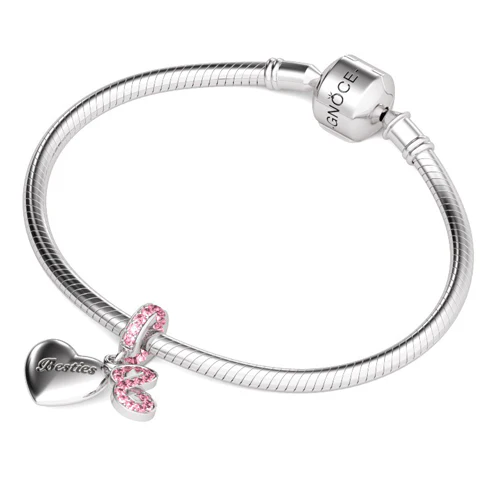 Gnoce Pink Crystal Infinity Charm Platinum-plated Silver Blend - Image 3