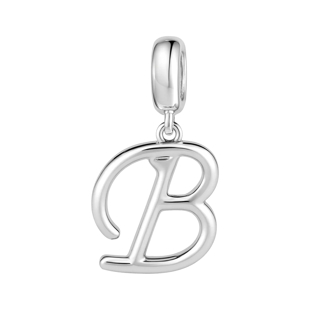 Gnoce Letter B Charm Platinum-plated Silver Blend
