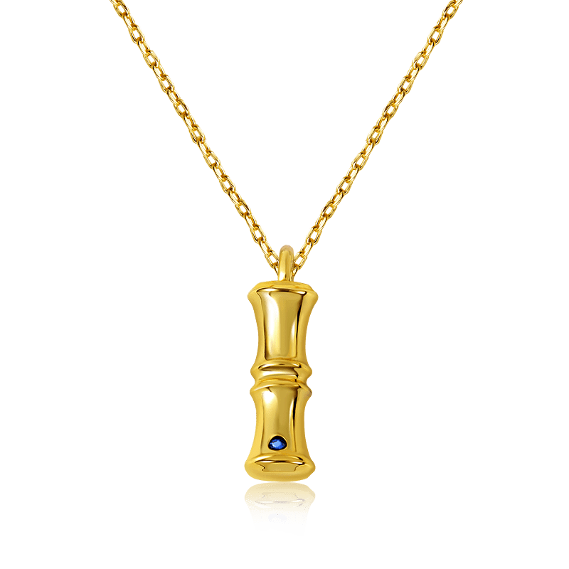 Letter I Pendant Bamboo Initial Necklace Adjustable Chain Length 18k Gold Plated 925 Sterling Silver