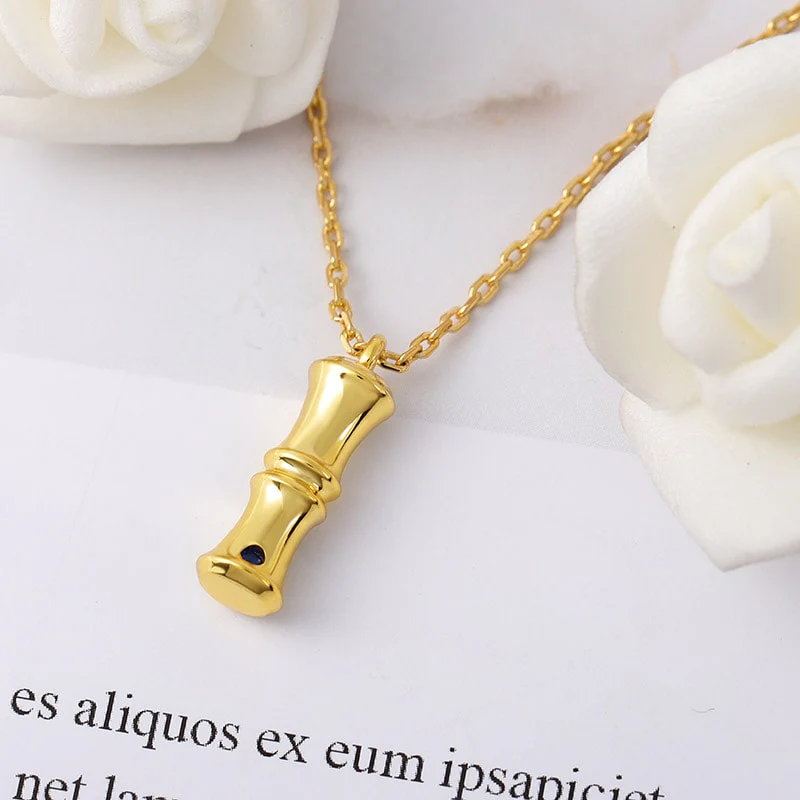 Letter I Pendant Bamboo Initial Necklace Adjustable Chain Length 18k Gold Plated 925 Sterling Silver - Image 3