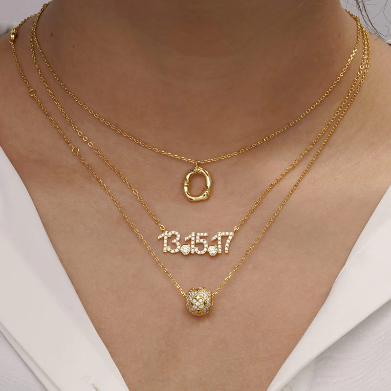 Gnoce Letter O Bamboo Initial Necklace Platinum-plated Silver Blend - Image 5