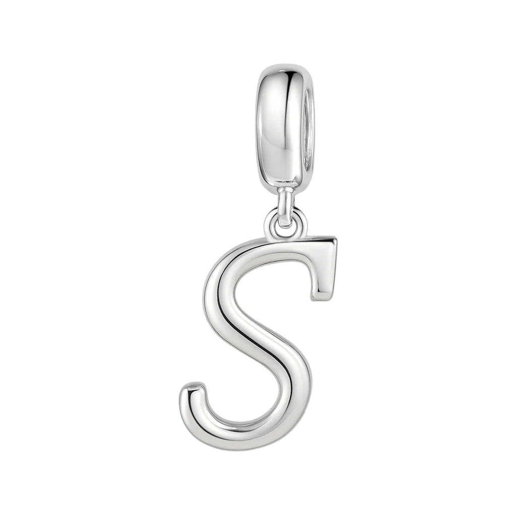 Gnoce Letter S Charm Platinum-plated Silver Blend