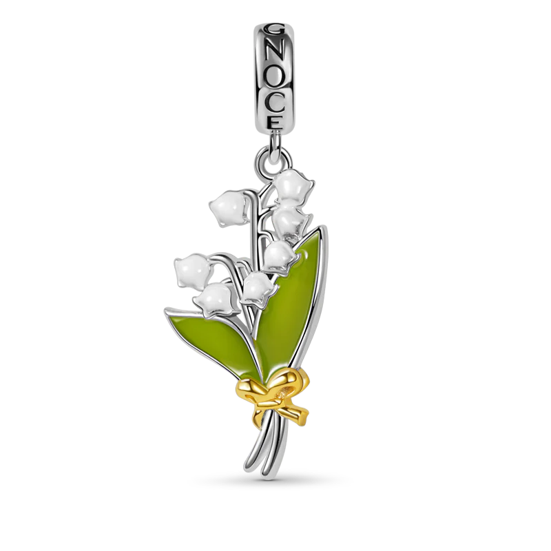 Gnoce Lily of the Valley Flower Charm Platinum-plated Silver Blend