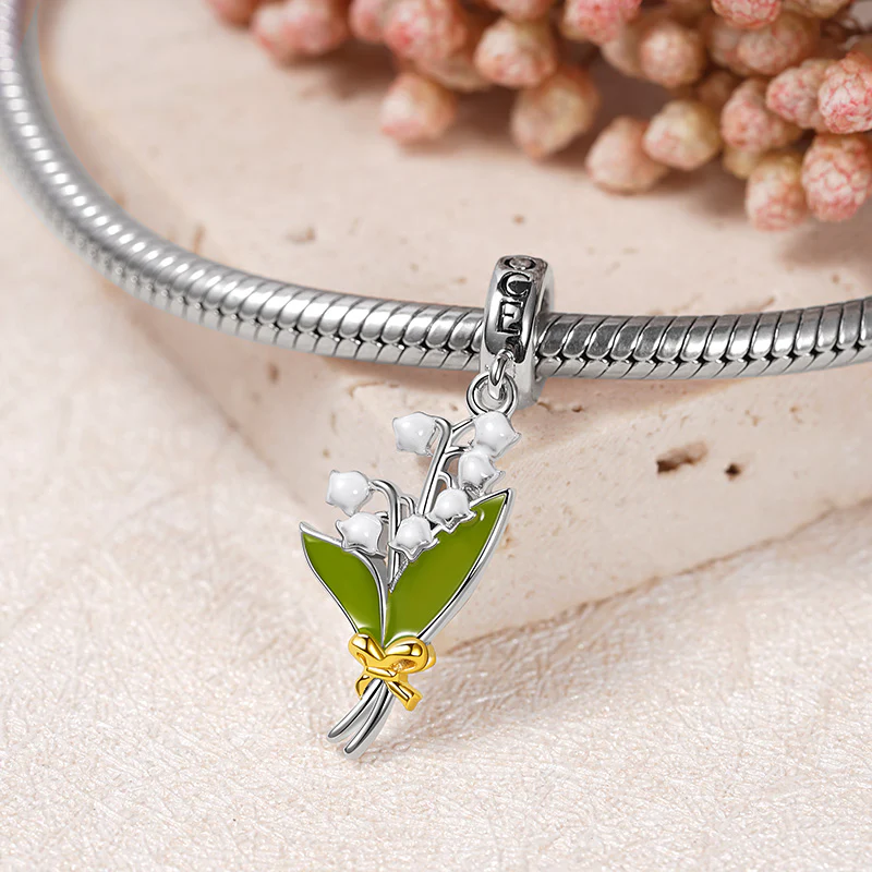 Gnoce Lily of the Valley Flower Charm Platinum-plated Silver Blend - Image 2