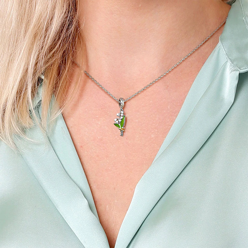 Gnoce Lily of the Valley Flower Charm Platinum-plated Silver Blend - Image 6