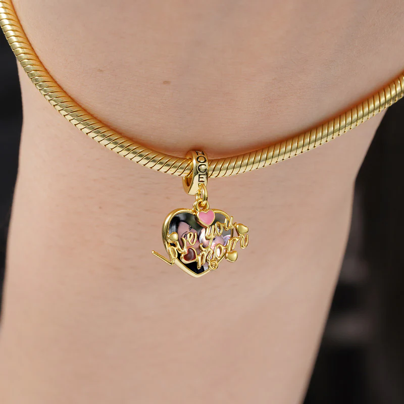 Love You Mom Personalized Photo Charm Pendant Sterling Silver 18k Gold Plated Mother's Day Gift - Image 3