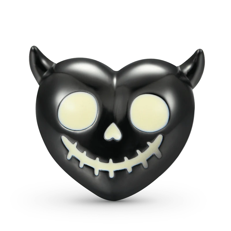 Gnoce Luminous Devil's Heart Skull Charm Platinum-plated Silver Blend