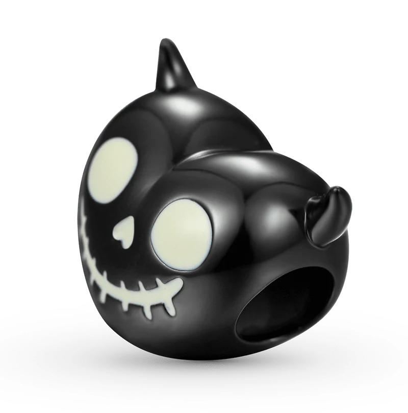 Gnoce Luminous Devil's Heart Skull Charm Platinum-plated Silver Blend - Image 2