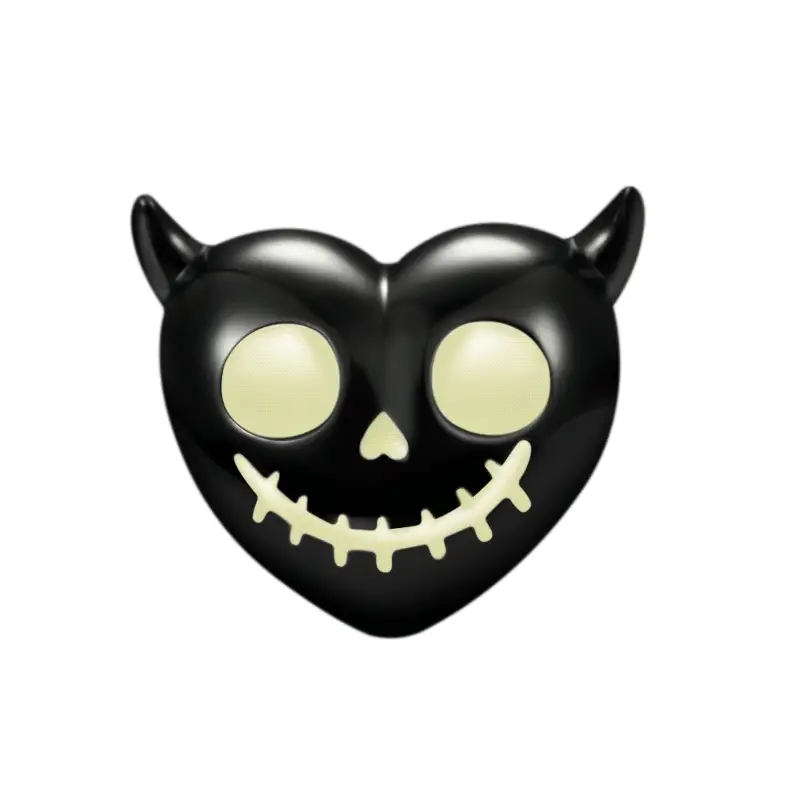 Gnoce Luminous Devil's Heart Skull Charm Platinum-plated Silver Blend - Image 4