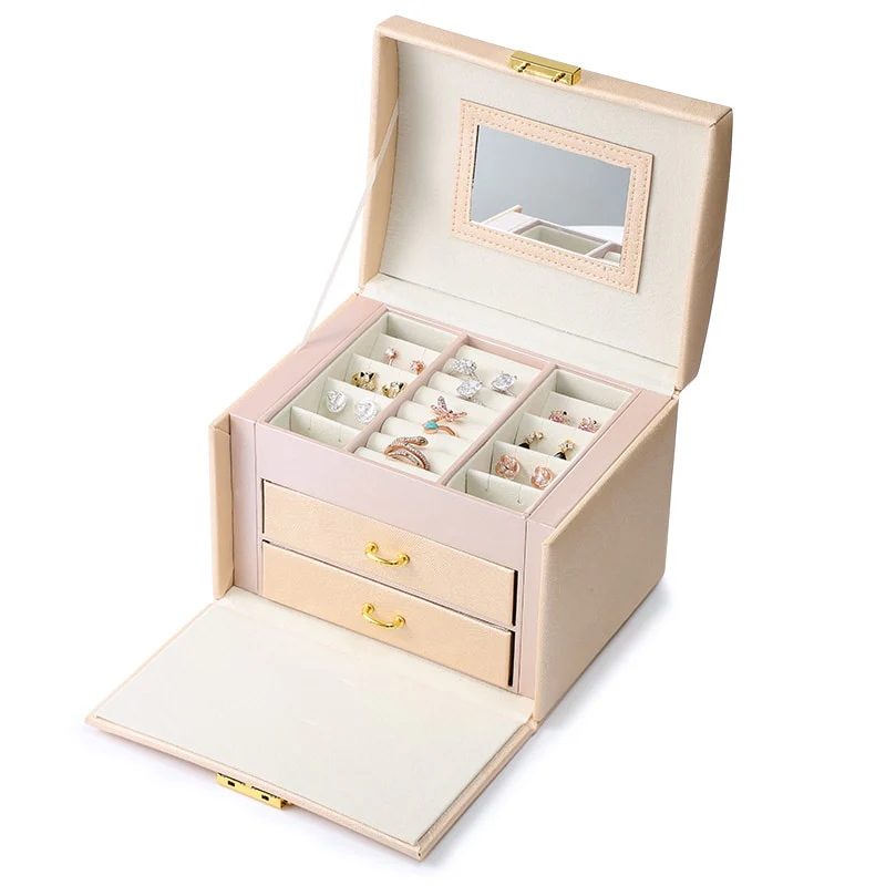 Luxury Three-layer Drawer Jewelry Box Earring Ring Necklace Bracelet Charm Storage Gift Casket - Image 2