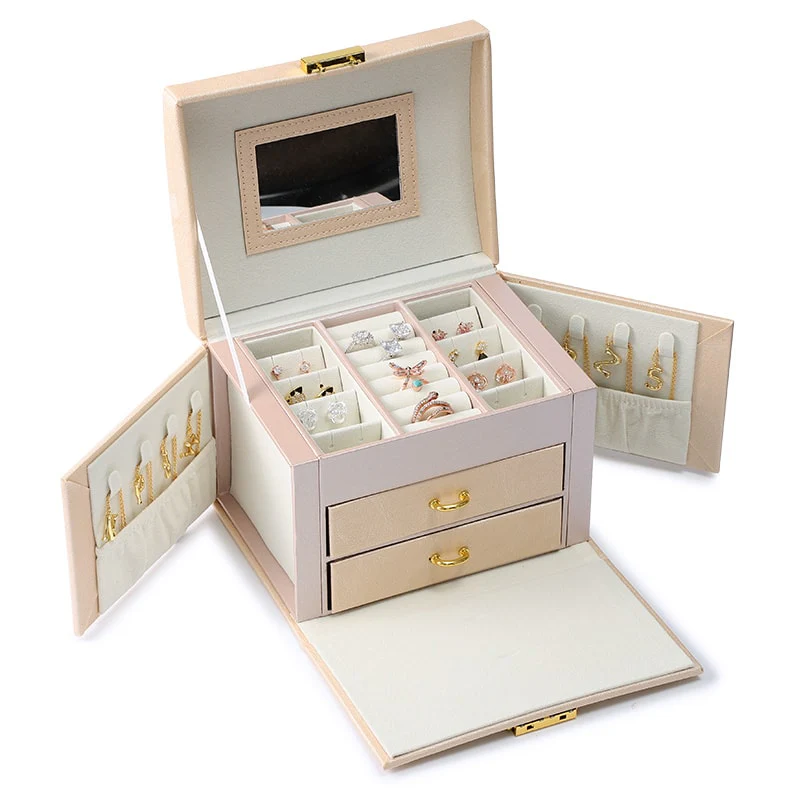 Luxury Three-layer Drawer Jewelry Box Earring Ring Necklace Bracelet Charm Storage Gift Casket - Image 4