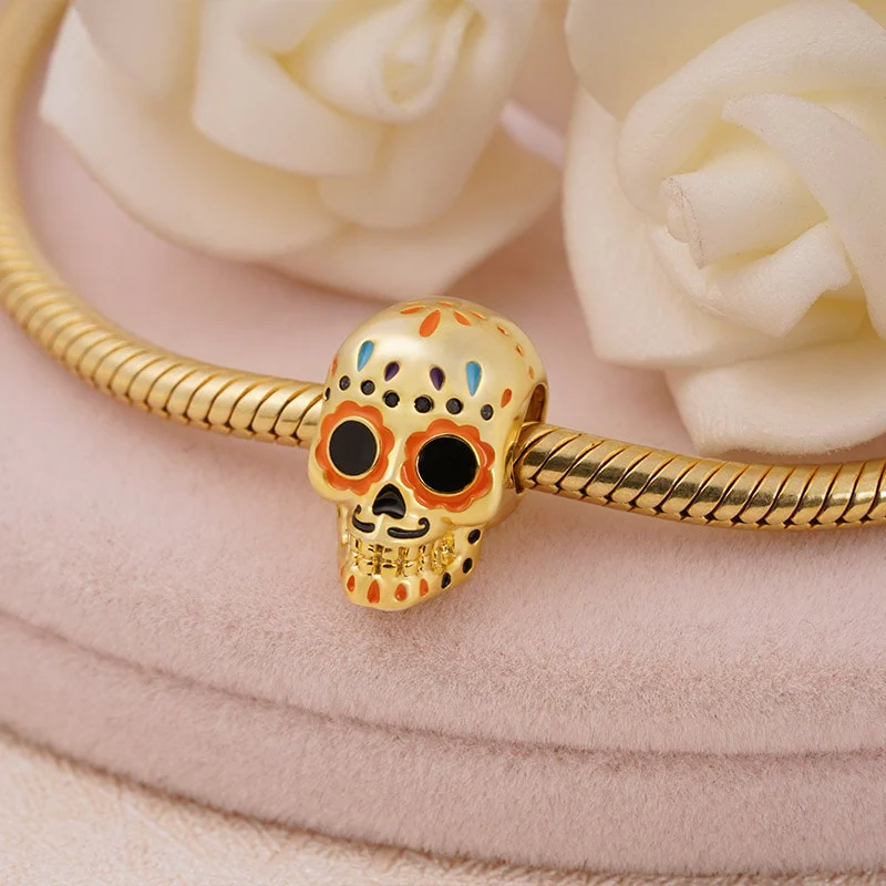 Gnoce Mexican Style Skull Charm Platinum-plated Silver Blend - Image 2
