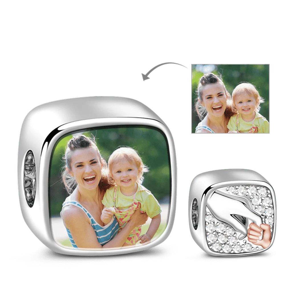 Gnoce Love Bond Holding Hands Photo Charm Platinum-plated Silver Blend - Image 4