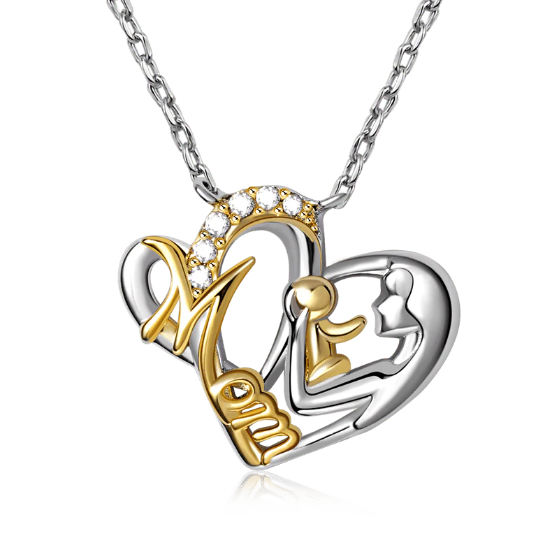 Gnoce Mom Hugs Baby Necklace Platinum-plated Silver Blend