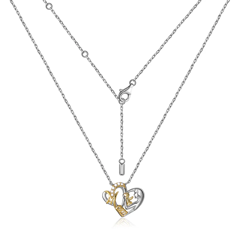 Gnoce Mom Hugs Baby Necklace Platinum-plated Silver Blend - Image 2