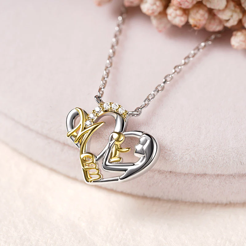 Gnoce Mom Hugs Baby Necklace Platinum-plated Silver Blend - Image 3
