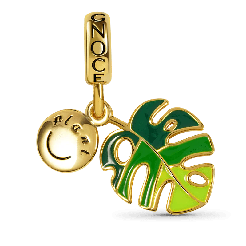 Gnoce Monstera Deliciosa Liebm Charm Platinum-plated Silver Blend