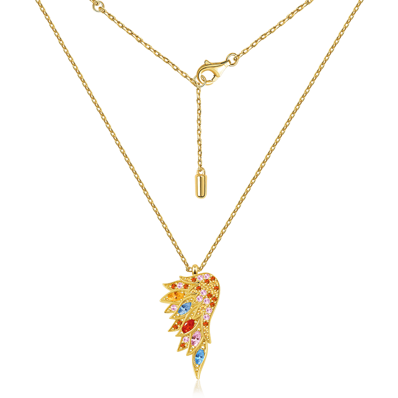 Gnoce Multicolor Wings Gold Plated Stones Necklace Platinum-plated Silver Blend - Image 2