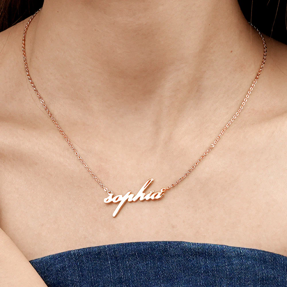 Simple Rose Gold Necklace Sterling Sivler Cross Chain - Image 4