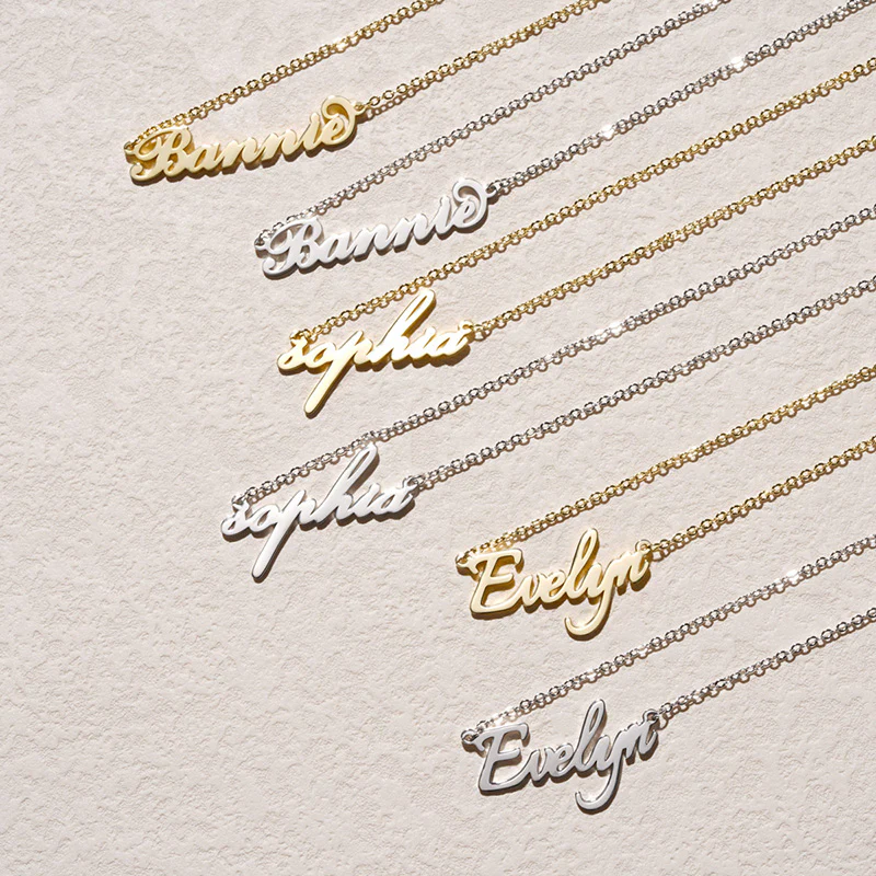 Golden Sterling Sivler Name Necklace Cross Chain - Image 2