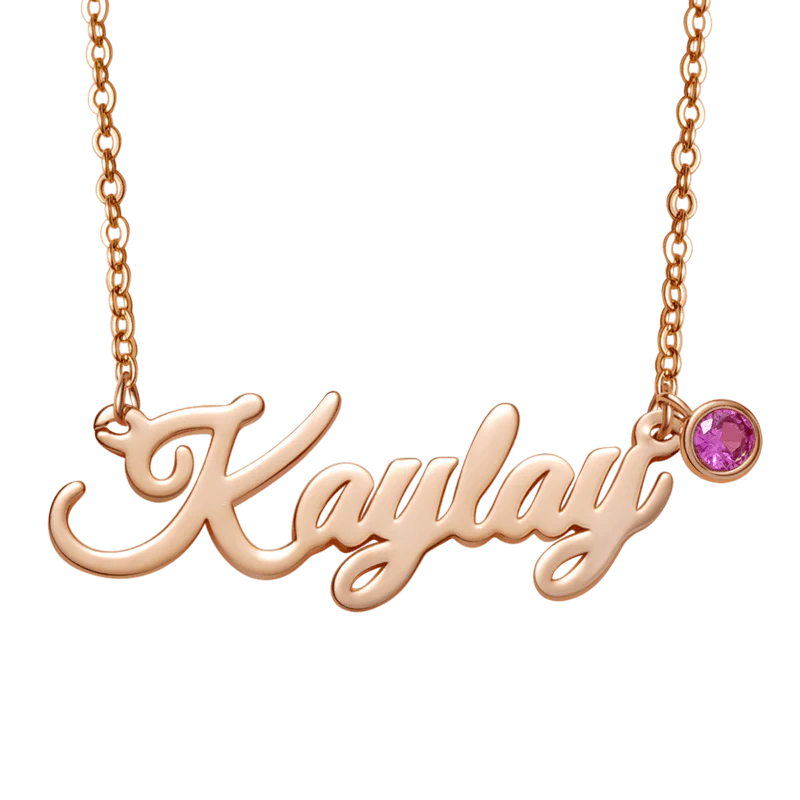Classic Name Necklace With Birthstone 925 Sterling Silver - Image 2