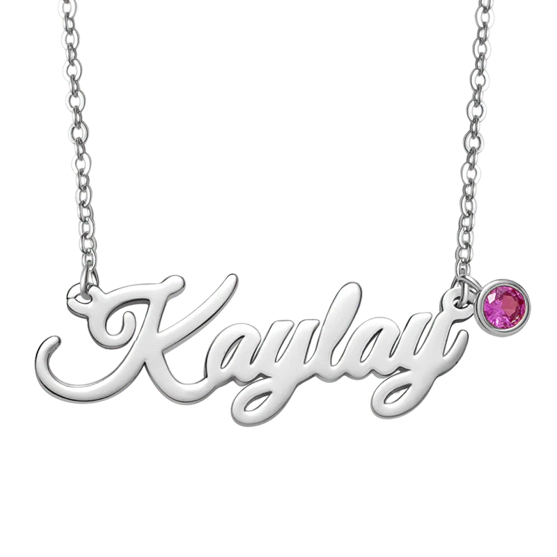 Classic Name Necklace With Birthstone 925 Sterling Silver - Image 3