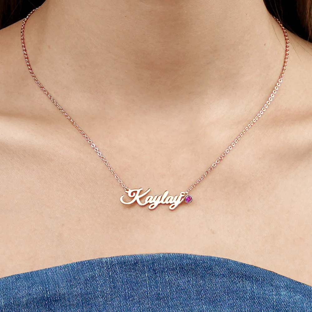 Classic Name Necklace With Birthstone 925 Sterling Silver - Image 7