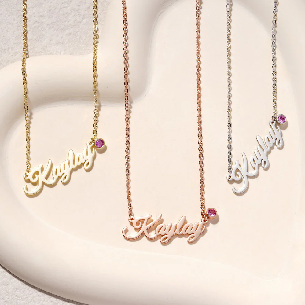 Classic Name Necklace With Birthstone 925 Sterling Silver - Image 8