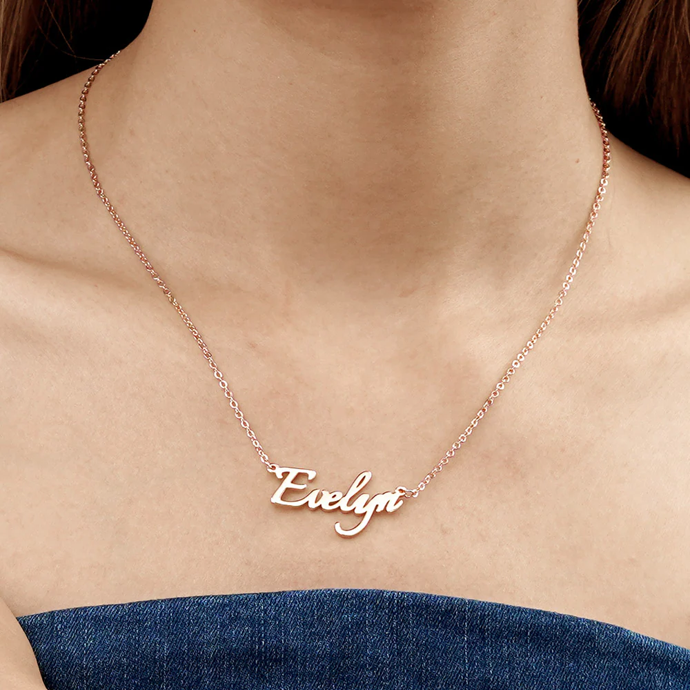 Name Necklace Rose Gold Sterling Sivler Cross Chain - Image 3