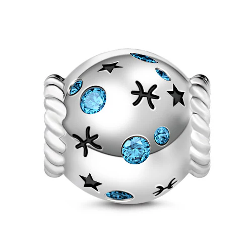 Gnoce Pisces Zodiac Charm Platinum-plated Silver Blend