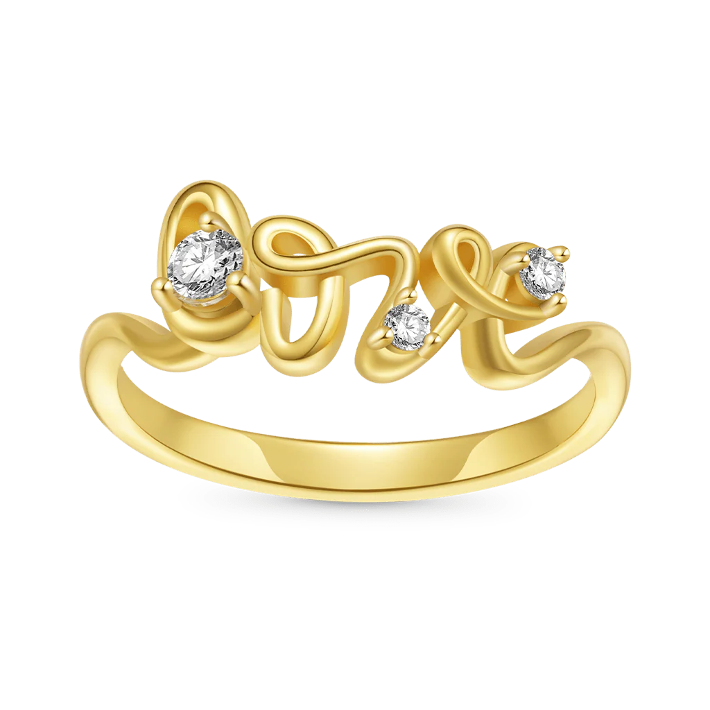 Gnoce Diamond Love Ring Platinum-plated Silver Blend