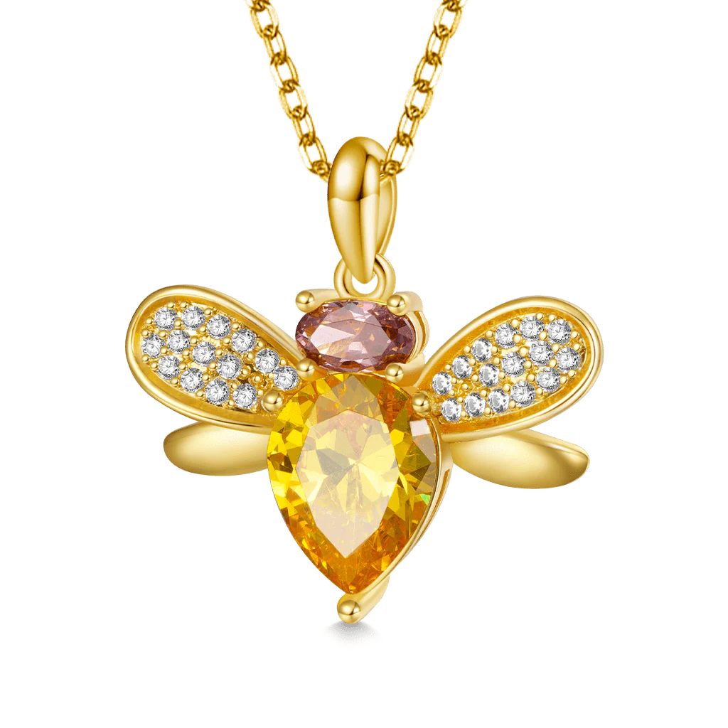 Gnoce Bee Necklace Platinum-plated Silver Blend