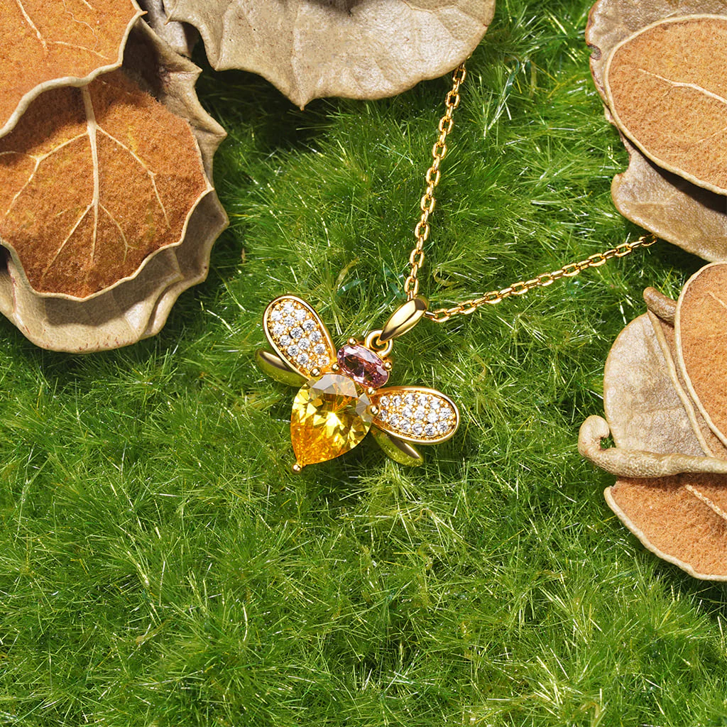 Gnoce Bee Necklace Platinum-plated Silver Blend - Image 4