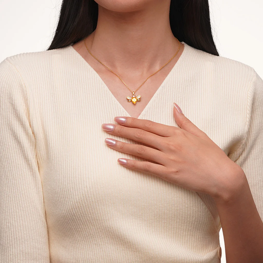 Gnoce Bee Necklace Platinum-plated Silver Blend - Image 5