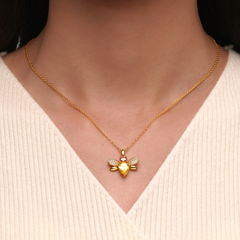 Gnoce Bee Necklace Platinum-plated Silver Blend - Image 6