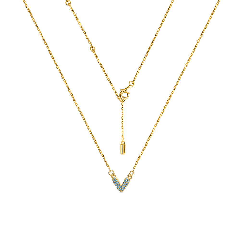 Gnoce 18K Gold Plated "V" CZ Birthstone Necklace