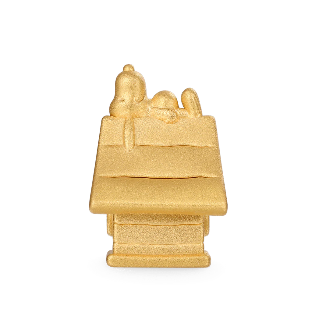 Gnoce 18k Gold Peanuts Snoopy Doghouse Stopper Charm