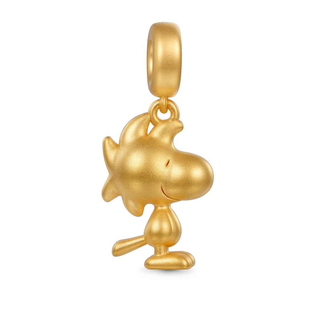 Gnoce 18k Gold Peanuts Woodstock Pendant Dangle Charm - Image 3