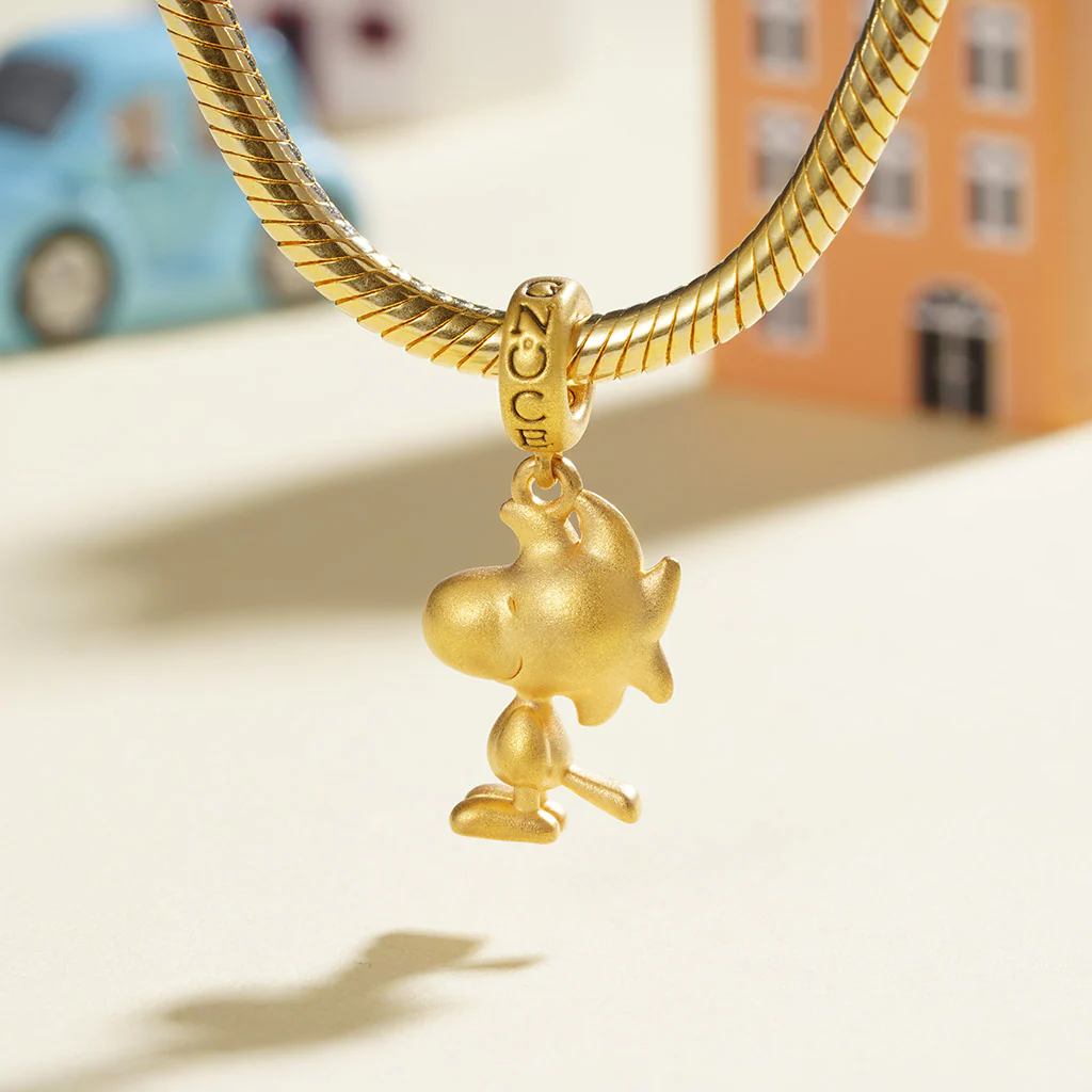 Gnoce 18k Gold Peanuts Woodstock Pendant Dangle Charm - Image 4